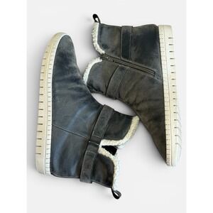 Ingaro Suffolk‎ Women 9M Gray Distressed Faux Shearling Trim Ankle Boots Zipper